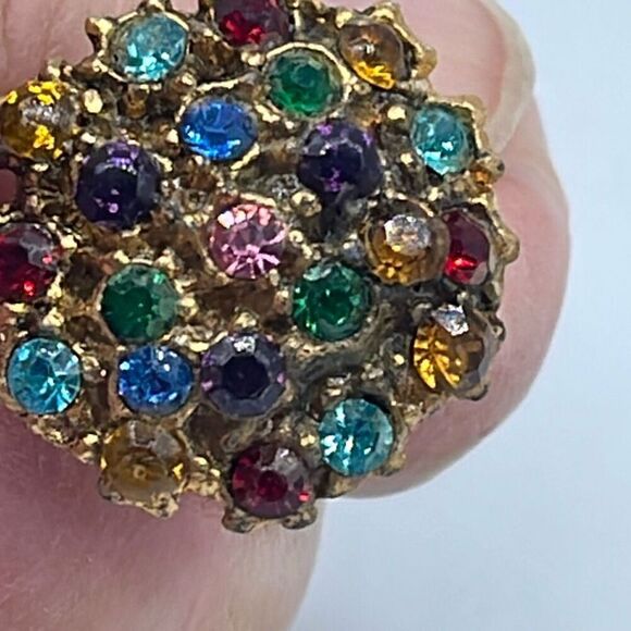 Vintage rhinestone encrusted bejeweled earrings - Picture 7 of 10